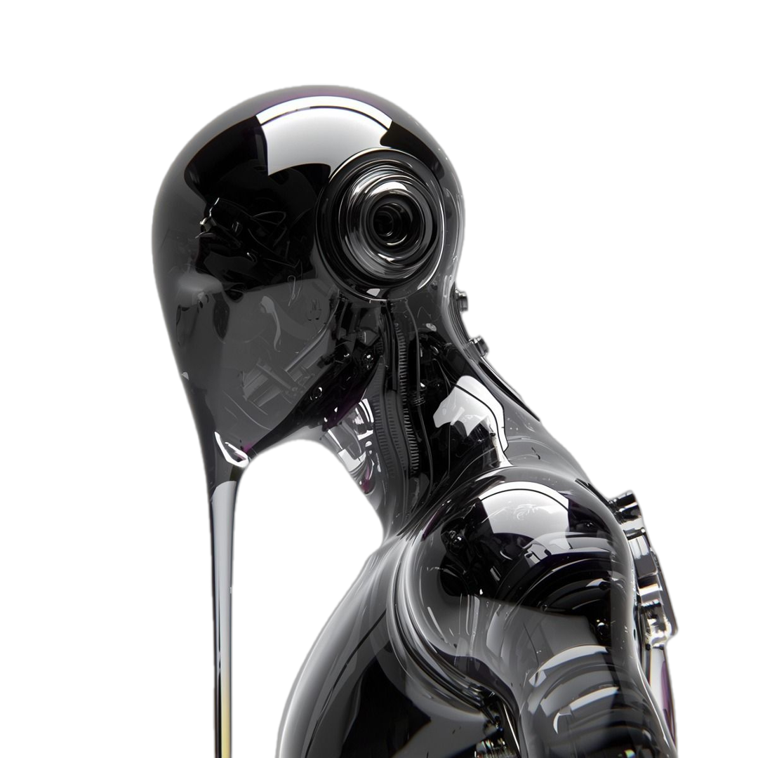 Obsidian sculpture of an AI employee — the team you launch.